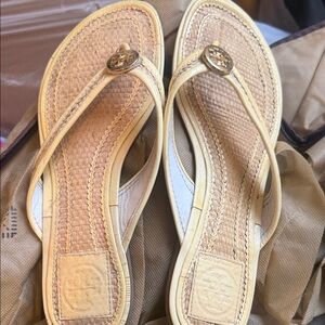 Tory Burch Yellow and Tan Sandals